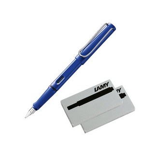 LAMY 사파리 만년필 + 잉크카트리지 2p, F, 블루(만년필)