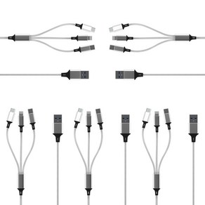 요이치 팔레트 3in1 멀티 고속충전 케이블 1.2m, 실버, 5개