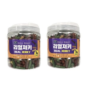 벨버드 리얼져키 대용량 강아지 간식 1kg, 혼합맛(황태/오리/치즈/연어/참치/시금치), 2개