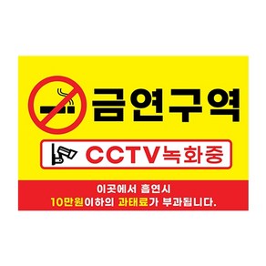 피노마켓 금연구역 안내판 디자인 2 중형 30 x 20 cm, 금연구역 CCTV 녹화중, 1개