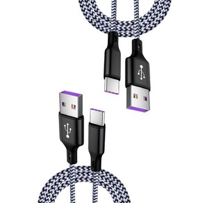 위드웍스 USB 5A 초고속 타입C 충전 케이블 2p 세트, 1m, 블랙, 2개