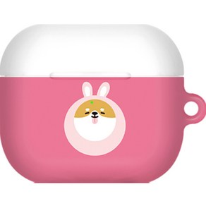 바니몽 시바댕 스마일 에어팟 3세대 슬림 하드 케이스 + 키링 세트, 토끼시바, 1개