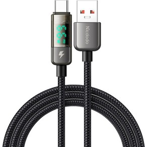 맥도도 아이스 디스플레이 자동전류차단 USB-A to C타입 고속 충전 케이블, 1.2m, 블랙, 1개