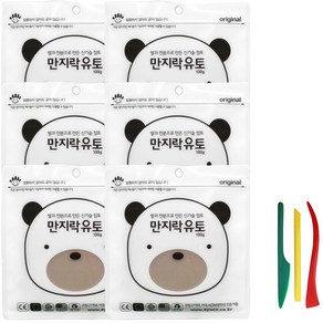 이야코 만지락 소프트 유토 100g x 6p + 주걱칼 3종 세트, 1세트, 혼합색상