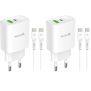 밸류엠 25W 2포트 PPS 초고속 멀티 USB-A / USB-C 충전기 + C타입 to C타입 케이블 세트