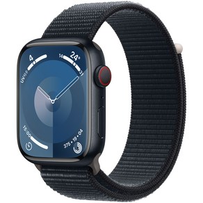 Apple 애플워치 9 GPS+Cellula, 45mm, 알루미늄, 미드나이트 / 미드나이트 스포츠 루프, Loop