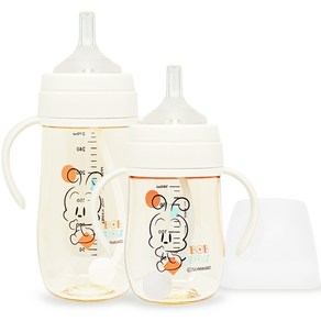 리틀밥독 국내 제조 유아용 PPSU 베베쪽쪽 빨대컵 트윈팩 180ml + 270ml 세트, 크림화이트, 1세트