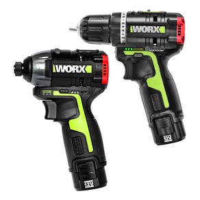 WORX 12V 충전 해머드릴 + 임팩드라이버 브러쉬리스 WU920X, 본품 2개 + 배터리 2개, 1세트