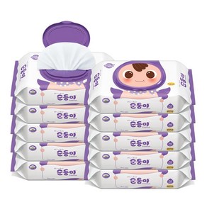 순둥이 프리미엄 엠보싱 아기 물티슈 캡형 65gsm, 65g, 70매, 10개