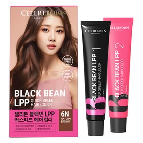 셀리본 블랙빈 LPP 퀵스피드 헤어컬러 염색 염모제 60ml + 산화제 60ml 세트, 6N 내츄럴 브라운, 1개