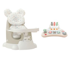 젤리맘 유아용 무나 부스터 의자 + 카트 + 트레이 + 젤리 2종 + 토이 세트, 애쉬크림(의자), 베이지(토이), 꼬미 하트(필로우, 라이너), 1세트