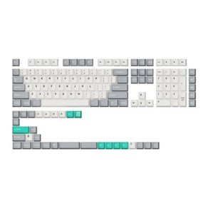 키크론 체리프로파일 이중사풀 PBT 키캡 풀 세트 143키, Gay + White + Mint, PBT-66-EN