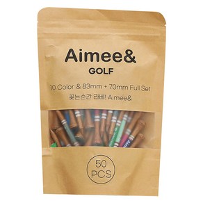 AIMEE-GWT1000 골프 우드티 10종 x 50p, 혼합색상, 1세트