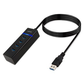 유니콘 4포트 무전원 USB3.1 허브 케이블 1.8m LH-4000A, 블랙, 1개