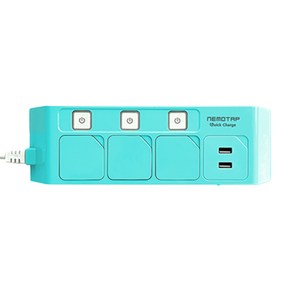 네모탭 개별 스위치 고속충전 A타입 컬러 멀티탭 3구 SY-NB3 USB QC-2