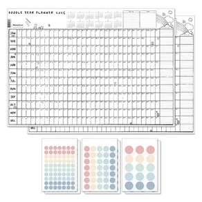 멜로우스토리 두들 연간 플래너 2025 포스터 달력 2p + 스티커 3종 x 2p 세트