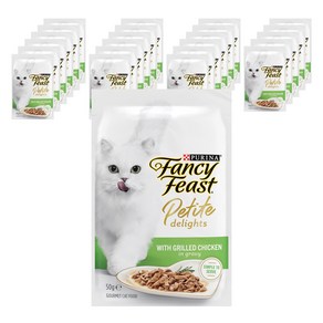 팬시피스트 고양이 쁘띠딜라이트 치킨 습식 주식 파우치, 50g, 24개