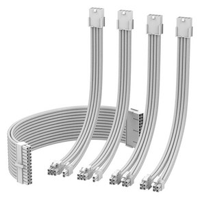 EZDIY-FAB PSU 연장 슬리빙 16AWG 케이블 5PACK 화이트, 600mm, 1개