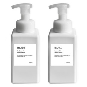 뉴앤룩 사각 거품용기 핸드워시 리필공병 450ml + Q라벨스티커 핸드워시 세트, 화이트(리필공병), 2세트