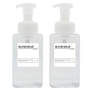 뉴앤룩 사각 거품용기 핸드워시 리필공병 450ml + A라벨스티커 핸드솝 세트, 투명(리필공병), 2세트