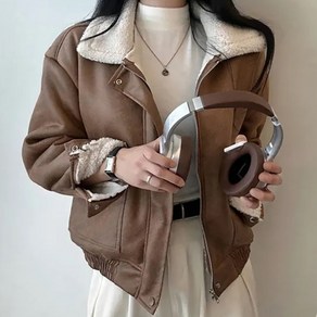 페이퍼먼츠 여성용 포엠 퍼 카라 지퍼 포켓 라이더 자켓 12754