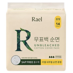 라엘 무표백 순면 생리대, 중형, 14개입, 1개