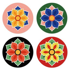 인디케이 단청 사색 전통 스티커 4종 x 10p 세트, 혼합색상, 1세트