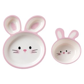 모던하우스 스마일하트 토끼 멜라민 세트, 혼합색상, 플레이트 + 볼, 1세트