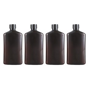 납작 플라스크 리필 공병 500ml, 4개, 브라운