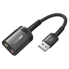 코드웨이 USB A to 3극 외장형 사운드카드, 1개