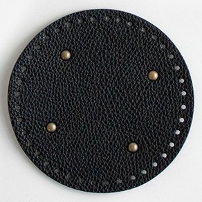 yana 고급 원형 소꼬발 가죽 바닥 14cm, 1개, 블랙