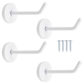 철물파크 벽옷걸이 스텐 후크 돌출걸이 B-02 중 100mm + 설치피스 3p 세트, 화이트, 4세트