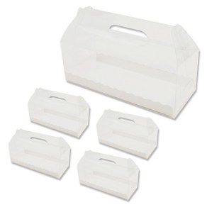 아이엔피 손잡이 투명앞열림 롤케익상자 + 받침 세트 대 27 x 11 x 10 cm, 화이트, 5세트