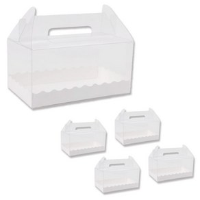 아이엔피 손잡이 투명앞열림 롤케익상자 + 받침 세트 중 16 x 9 x 9 cm, 화이트, 5세트
