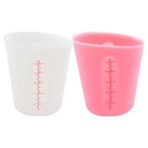 마움스 소프트 다용도 실리콘 양치컵 2종 세트, 화이트 + 핑크, 250ml, 1세트