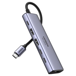유그린 6in1 C타입 4K 60Hz HDMI PD USB3.2 10Gbps 2C 2A 멀티허브 도킹스테이션, 메탈그레이, 1개