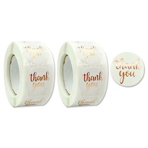 아이엔피 롤 원형스티커 2.5cm c230 화이트 금박땡큐T 500p, 혼합색상, 2개
