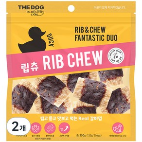 더독 강아지 갈비껌 간식 립츄, 오리, 250g, 2개