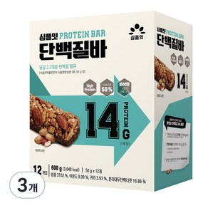 심플잇 단백질바 12p, 600g, 3개