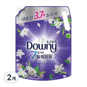 다우니 7일 탈취파워 초고농축 섬유유연제 화이트티와 릴리 리필, 2.6L, 2개