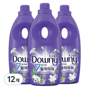 다우니 초고농축 7일 지속 탈취파워 섬유유연제 화이트티와 릴리 본품, 1.05L, 12개