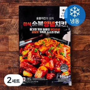 미식연구소 숯불양념치킨 500g + 소스 50g x 2개입 세트 (냉동), 2세트