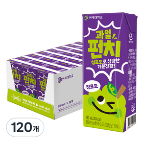 연세우유 과일펀치 청포도 음료, 190ml, 120개