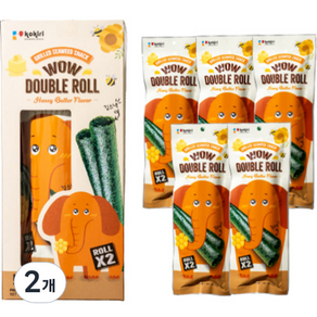 kokii 와우 더블롤 김스낵 허니버터맛 5p, 25g, 2개