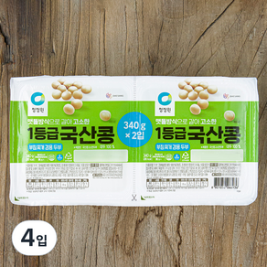 청정원 국내산 콩 두부, 340g, 4입