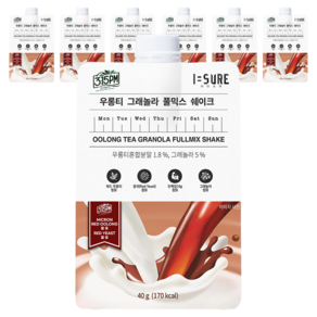 아이슈어 3시15분 우롱티 그래놀라 풀믹스 쉐이크 파우치, 40g, 7개