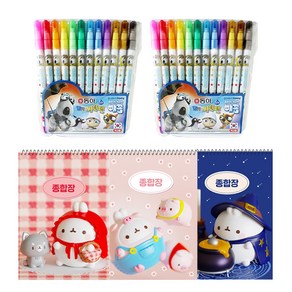동아 빼꼼 사인펜 12색 2p + 몰랑이 두툼 종합장 3p, 랜덤발송, 1세트
