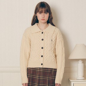 로라로라 여성용 CABLE COLLAR KNIT CARDIGAN