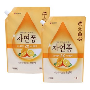 [비건라이프] 자연퐁 비린내 걱정없는오렌지 주방세제 리필, 1.18L, 2개
