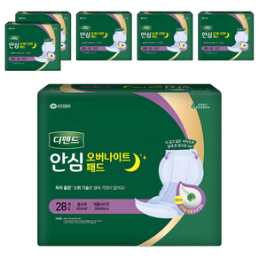 디펜드 남녀공용 안심 오버나이트 패드 성인기저귀, 28개입, 6개, 특대형